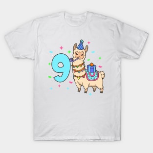 I am 9 with Lama - kids birthday 9 years old T-Shirt